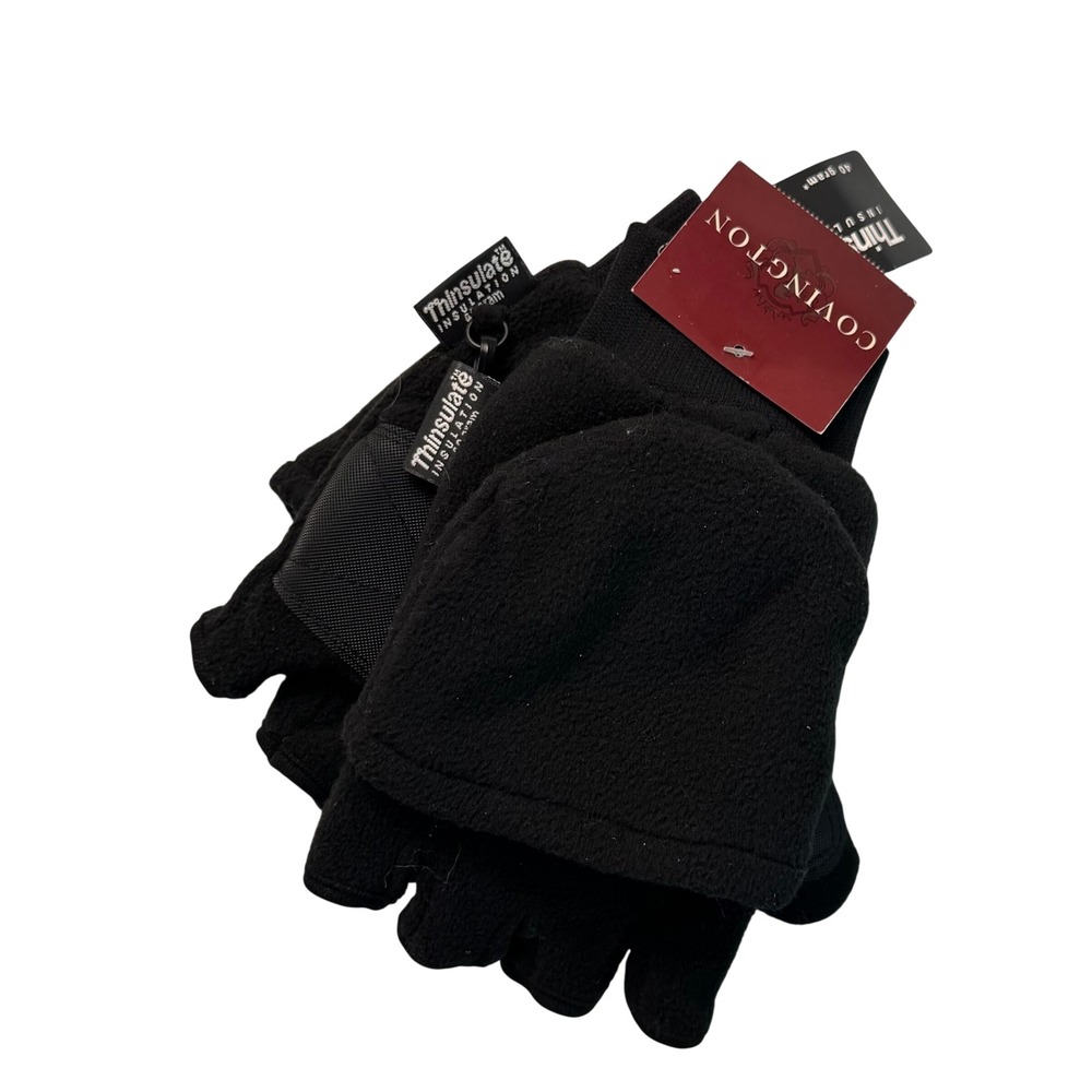 Covington‎ Mens Black Fleece Thinsulate Pop Top Convertible Mittens Gloves M/L